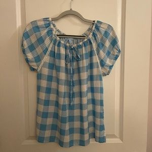 Draper James Gingham Puff Sleeve Top (Size 10)